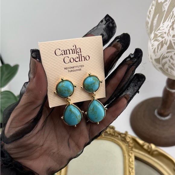 Camila Coelho Reconstituted Turquoise Drop Earrings - Picture 7 of 7